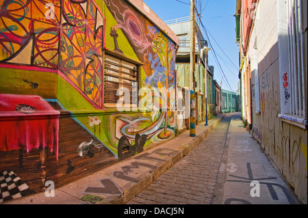 Street scene in Valparaiso, Chile Stock Photo