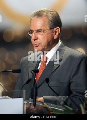 International Olympic Committee (IOC)  President Jacques Rogge speaks at the Kurhaus in Baden-Baden, Germany, 28 September 2011. The IOC celebrates the 30th anniverary of the 11th Olympic Committee. Photo: Patrick Seeger Stock Photo