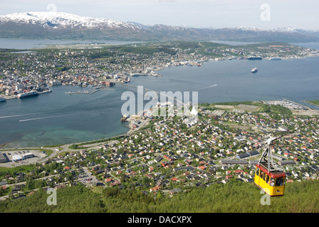 Tromso, seen from Mount Storsteinen, northern Norway, Scandinavia, Europe Stock Photo