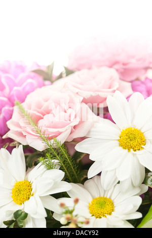 Fading background of flower arrangement with pink and white flowers Stock Photo