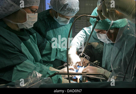 FILE - An archive picture dated 15 November 2007 shows the removal of a kidney during an operation at the hospital of urology of the Jena University Hospital in Jena, Germany. After months of negotiations new refulations for organ donations have been drawn up. Citicens are to be regularly questioned as to theri willingness to donate organs announced the fractions of the Bundestag i Stock Photo