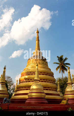 The gilded stupas of Wat In, Kengtung (Kyaingtong), Shan State, Myanmar (Burma), Asia Stock Photo