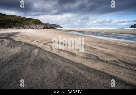 Dalbeg Beach with intricate patterns in the sand, near Carloway, Isle of Lewis, Outer Hebrides, Scotland, United Kingdom, Europe Stock Photo
