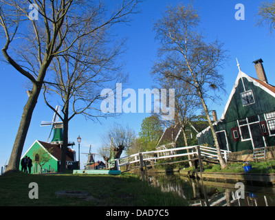 Beautiful village of Zaanse Schans in a bright clear day Stock Photo