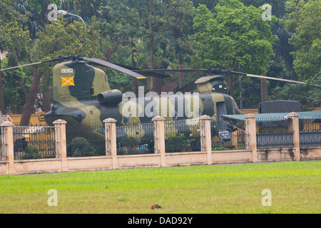 Old Military Helicopter in Hanoi, Vietnam Stock Photo