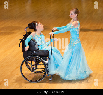 Competitors at the Grand Prix International Wheelchair Dancesport Competition 2013, Wythenshawe Forum, Manchester Stock Photo