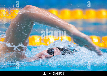 American swimmer Allison Schmitt swims the women's 200 meter freestyle during the swimming short course world cup in Berlin, Germany, 22 October 2011. The short course world cup takes place from 22 until 23 October in Berlin. Photo: Robert Schlesinger Stock Photo