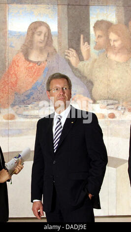 German President Christian Wulff is pictured at the Otsuka Museum of Art in Naruto, Japan, 27 October 2011. Wulff is on a six-day visit to Japan. Photo: WOLFGANG KUMM Stock Photo