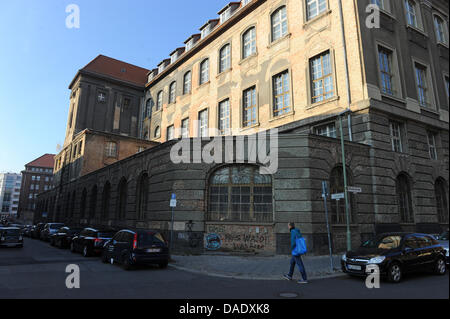 The main telegraph office built at the beginning of the 20th century is seen on Monbijoustrasse at the corner of Ziegelstrasse in the Mitte area of Berlin, Germany, 01 November 2011. Construction has begun on the Forum Museum Insel, planned by the Ernst Freiberger company, on the 31000 square meter area between Oranienburger Strasse and the Spree River, Monbijou Park and Tucholskys Stock Photo