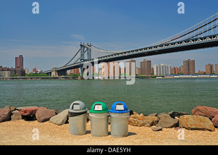 Manhattan Bridge over the East River, USA, New York City, Manhattan Stock Photo