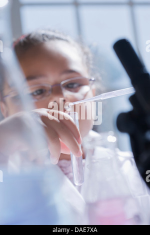 Girl using pipette Stock Photo