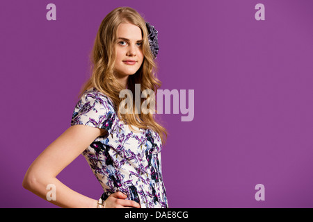 Young woman with long blonde hair, portrait Stock Photo