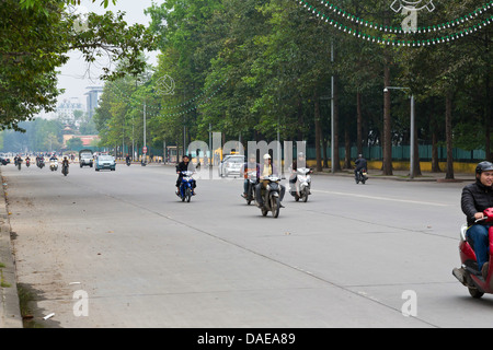 Tree Lined Boulevard in Hanoi, Vietnam Stock Photo