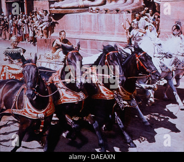 Charlton Heston and Chariot Scene, on-set of the Film, 'Ben-Hur', Metro-Goldwyn-Mayer, 1959 Stock Photo