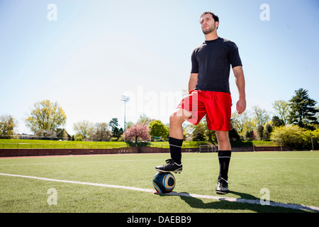 Soccer player preparing for free kick Stock Photo