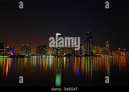 Miami downtown at night, USA, Florida, Miami Stock Photo