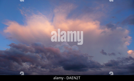 dramatic clouds in the evening glow, Germany, North Rhine-Westphalia Stock Photo