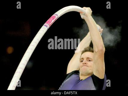 French pole vaulter Renauld Lavillenie is pictured during the Men's pole vault at the International Hall Meeting of Athletes in Stuttgart, Germany, 05 February 2011. Photo: Marijan Murat Stock Photo