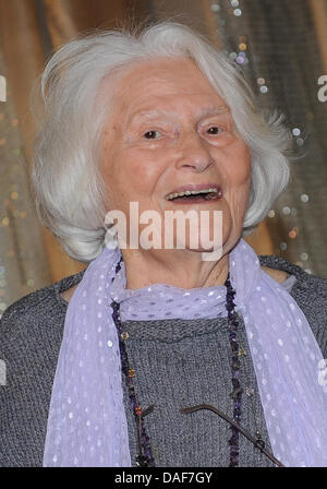 Israeli Lia van Leer, founder of the Haifa Cinematheque, the Israel Film Archive and the Jerusalem Film Festival, receives the Berlinale Camera during the 61st Berlin International Film Festival in Berlin, Germany, 13 February 2011. The 61st Berlinale takes place from 10 to 20 February 2011. Photo: Britta Pedersen dpa Stock Photo