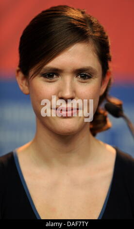 British actress Emily Cox attends the press conference for the film