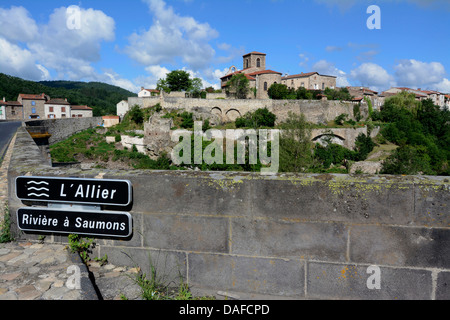 Village of Vieille-Brioude on the Allier River, Haute-Loire, Auvergne, Central France, Europe Stock Photo