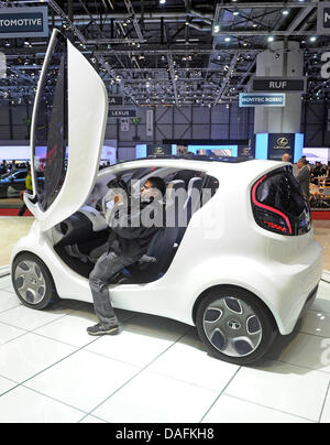 The TATA Pixel car is presented on the second press day of the Geneva Motor Show on Palexpo tradeshow grounds in Geneva, Switzerland, 2 March 2011. Some 170 world and Europe premieres are to be unveiled during the 81st Geneva Motor Show that expects some 700,000 visitors until 13 March 2011. Photo: ULI DECK Stock Photo