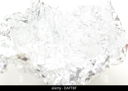 Close-up of thin crinkled aluminum foil Stock Photo