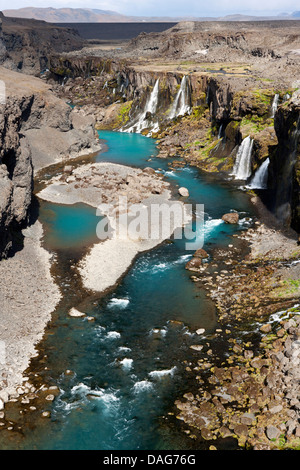 Sigöldugljúfur Waterfall - Landmannalaugar Region - Southern Iceland Stock Photo