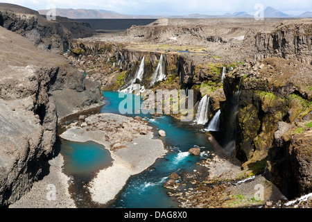 Sigöldugljúfur Waterfall - Landmannalaugar Region - Southern Iceland Stock Photo