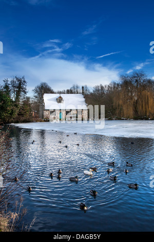 Bourne Mill in Colchester, Britains oldest recorded town. A National Trust Property, photographed from a public road, Stock Photo