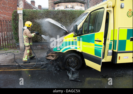 Paramedic Ambulance on fire Stock Photo