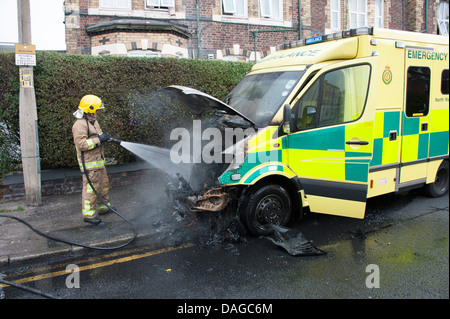 Paramedic Ambulance on fire Stock Photo