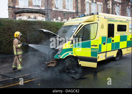 Paramedic Ambulance on fire Stock Photo