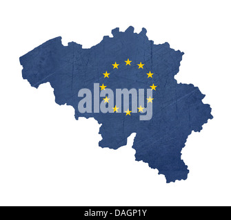 European flag map of Belgium isolated on white background. Stock Photo