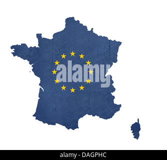 European flag map of France isolated on white background. Stock Photo
