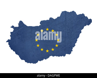 European flag map of Hungary isolated on white background. Stock Photo