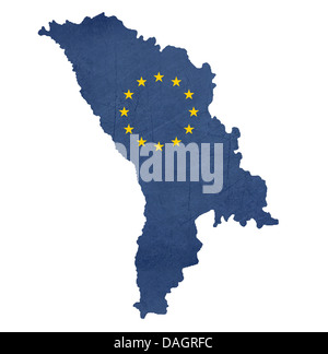 European flag map of Moldova isolated on white background. Stock Photo