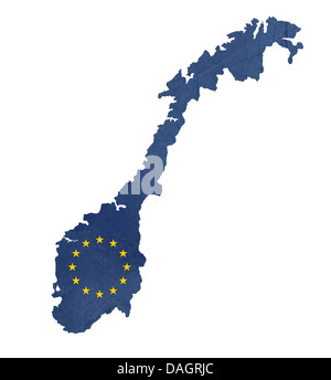 European flag map of Norway isolated on white background. Stock Photo