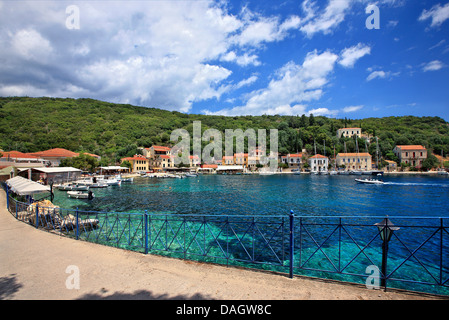 Kioni village, the most beautiful village of Ithaca (Ithaki) island, Ionian Sea, Eptanisa ('Seven Islands'), Greece. Stock Photo