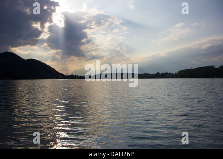 Beautiful view on the lake with dramatic skyline Stock Photo