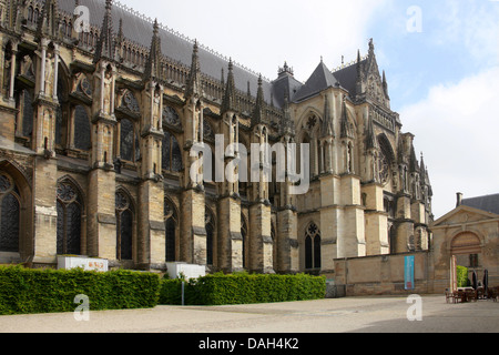 South Side of Reims Cathedral from the Palais du Tau, Reims, Marne, Champagne-Ardennes, France. Stock Photo