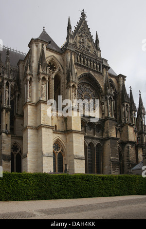 South Side of Reims Cathedral from the Palais du Tau, Reims, Marne, Champagne-Ardennes, France. Stock Photo