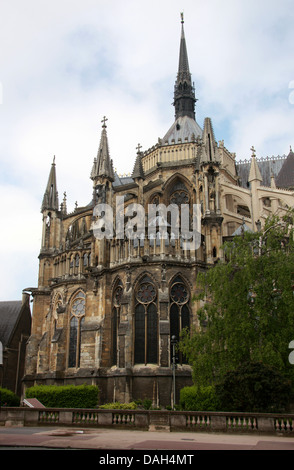 Reims Cathedral from the East Side, Reims, Marne, Champagne-Ardennes, France. Stock Photo