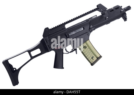 Automatic assault rifle isolated on white background. Clipping path Stock Photo