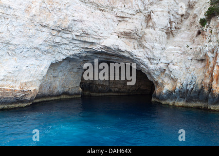 The blue sea caves at Paxos island in Greece. Ionian sea Stock Photo