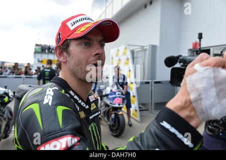 Oberlungwitz, Germany. 13th july 2013. Cal Crutchlow (Monster Yamaha Tech 3) during the qualifying sessions at Sachsenring circuit Credit:  Gaetano Piazzolla/Alamy Live News Stock Photo