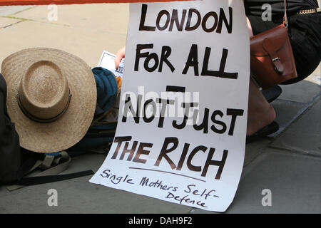 London, UK. 13th July, 2013. Anti bedroom tax protest staged outside Parliament  Credit:  Mario Mitsis / Alamy Live News Stock Photo