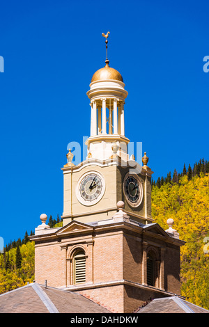 Historic courthouse and fall color, Silverton, Colorado USA Stock Photo