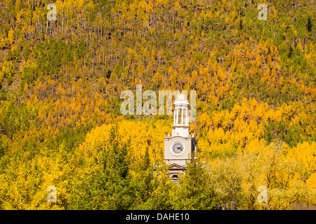 Historic courthouse and fall color, Silverton, Colorado USA Stock Photo