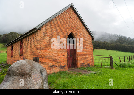 St Mary's Church is the only surviving building from the gold mining town of Granite Flat in the Victorian Highlands, Australia. Stock Photo
